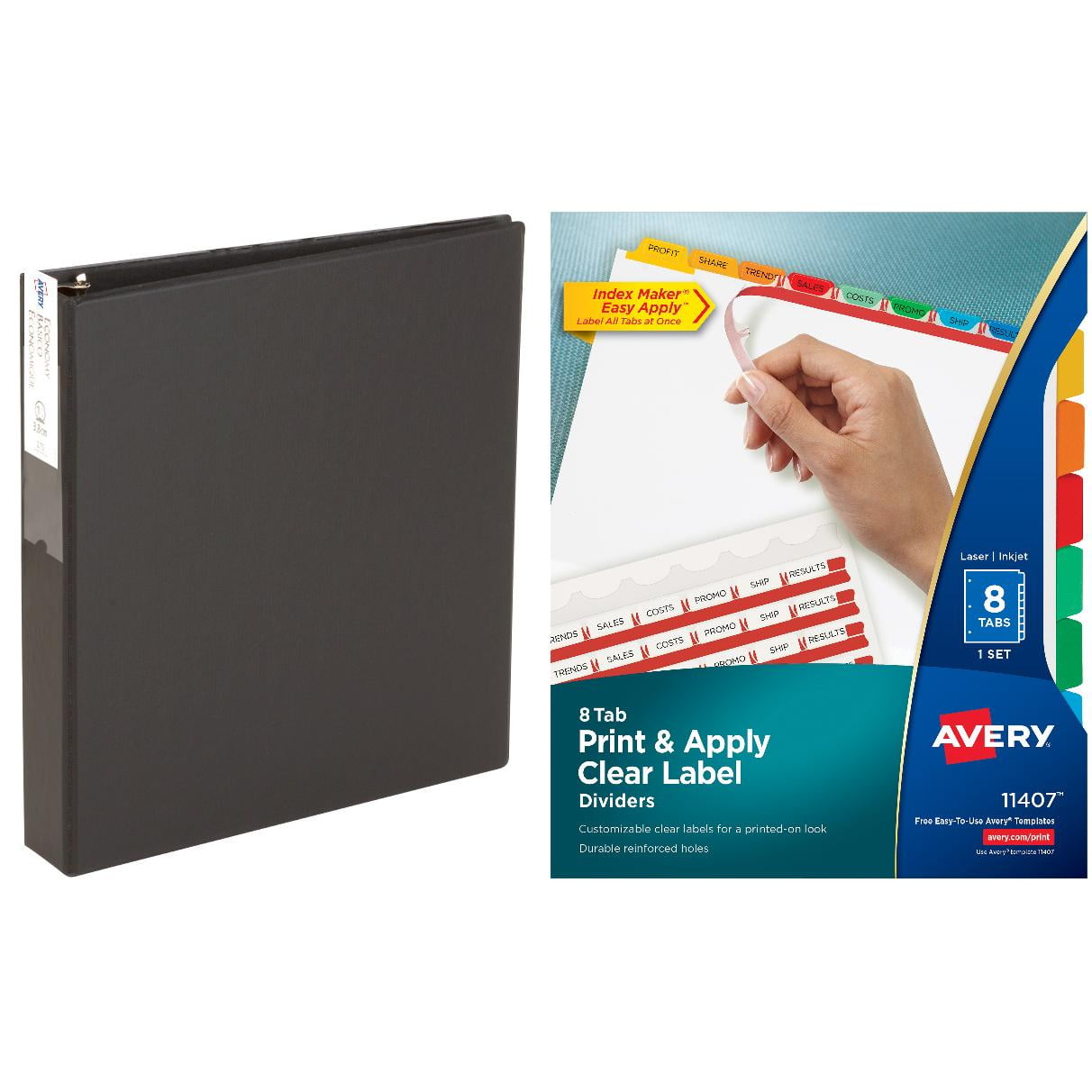 Avery Economy Ref. Ring Binders with Label Holders and Avery Index