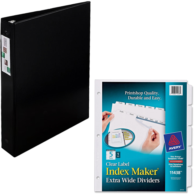 Avery Economy Ref. Ring Binders with Label Holders and Avery Index