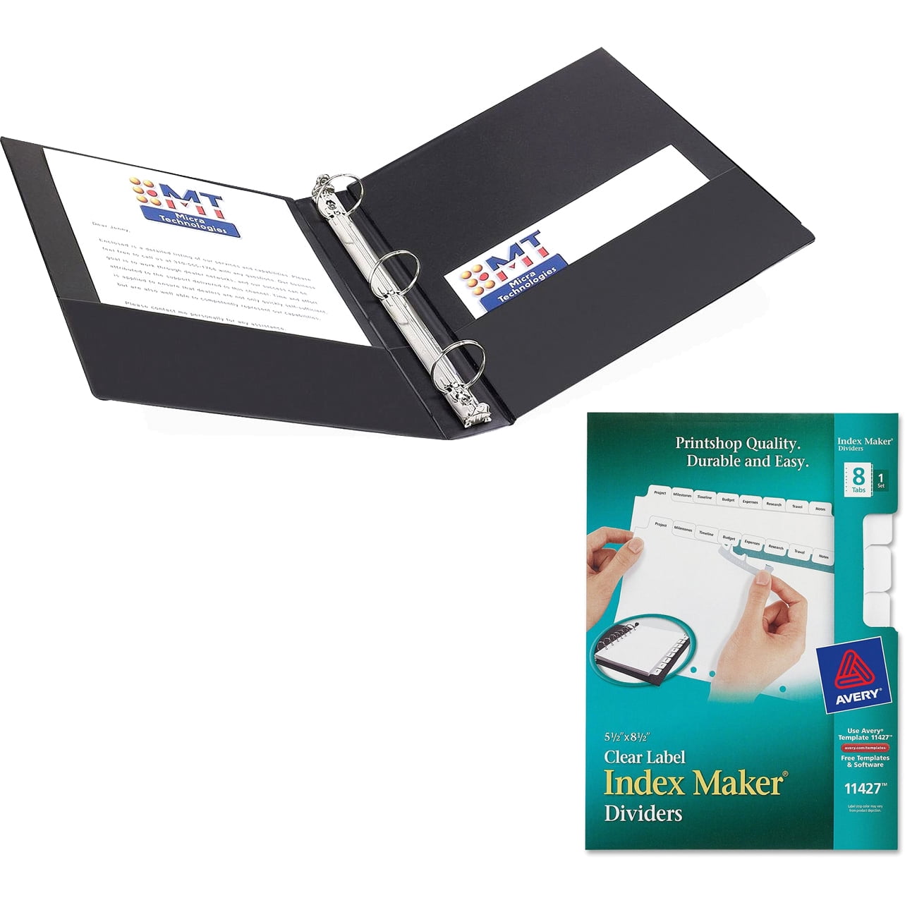 Avery Economy Round Ring Binders and Avery Index Maker 7Hole Clear