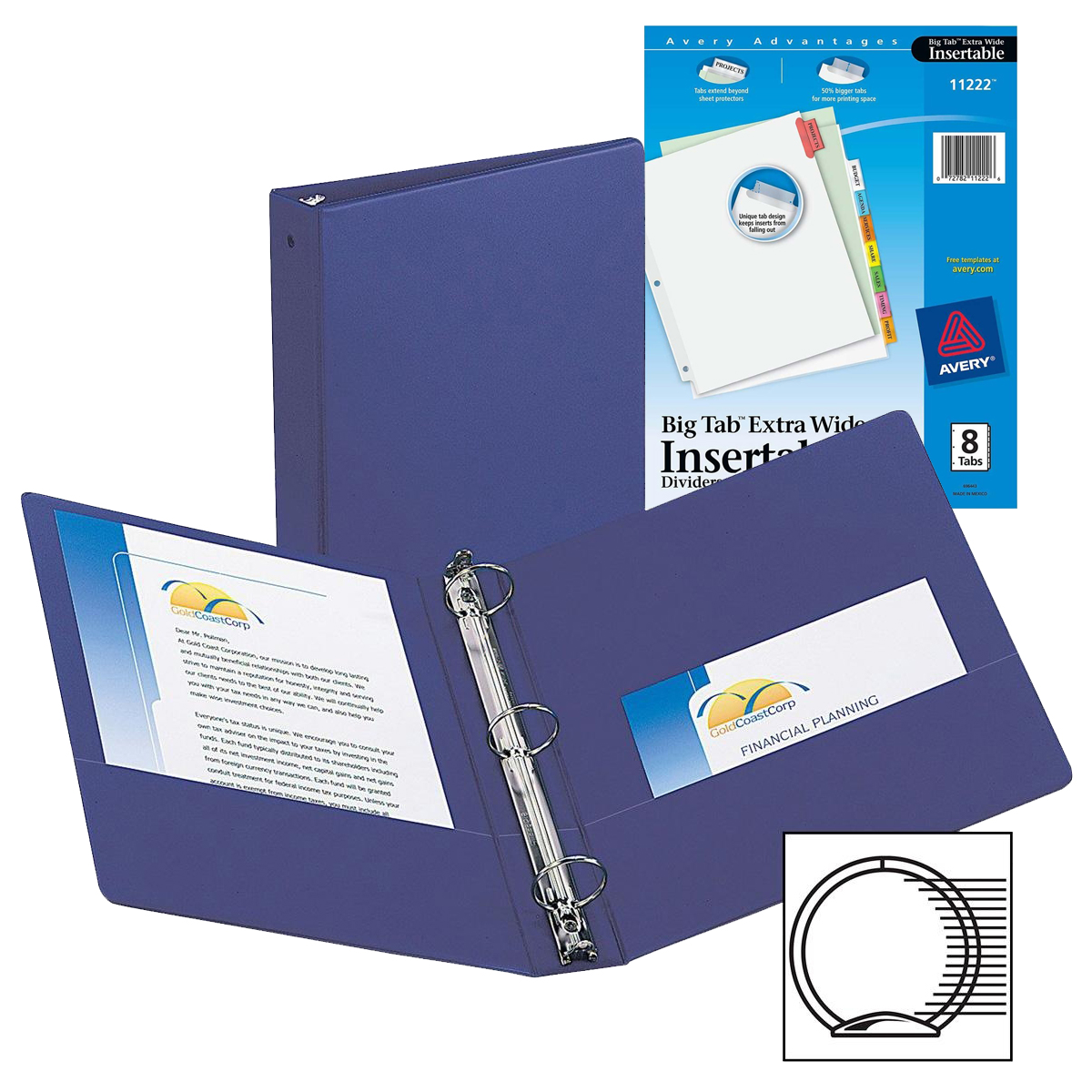 Avery Economy Round Ring Binders with Avery ExtraWide Big Tab