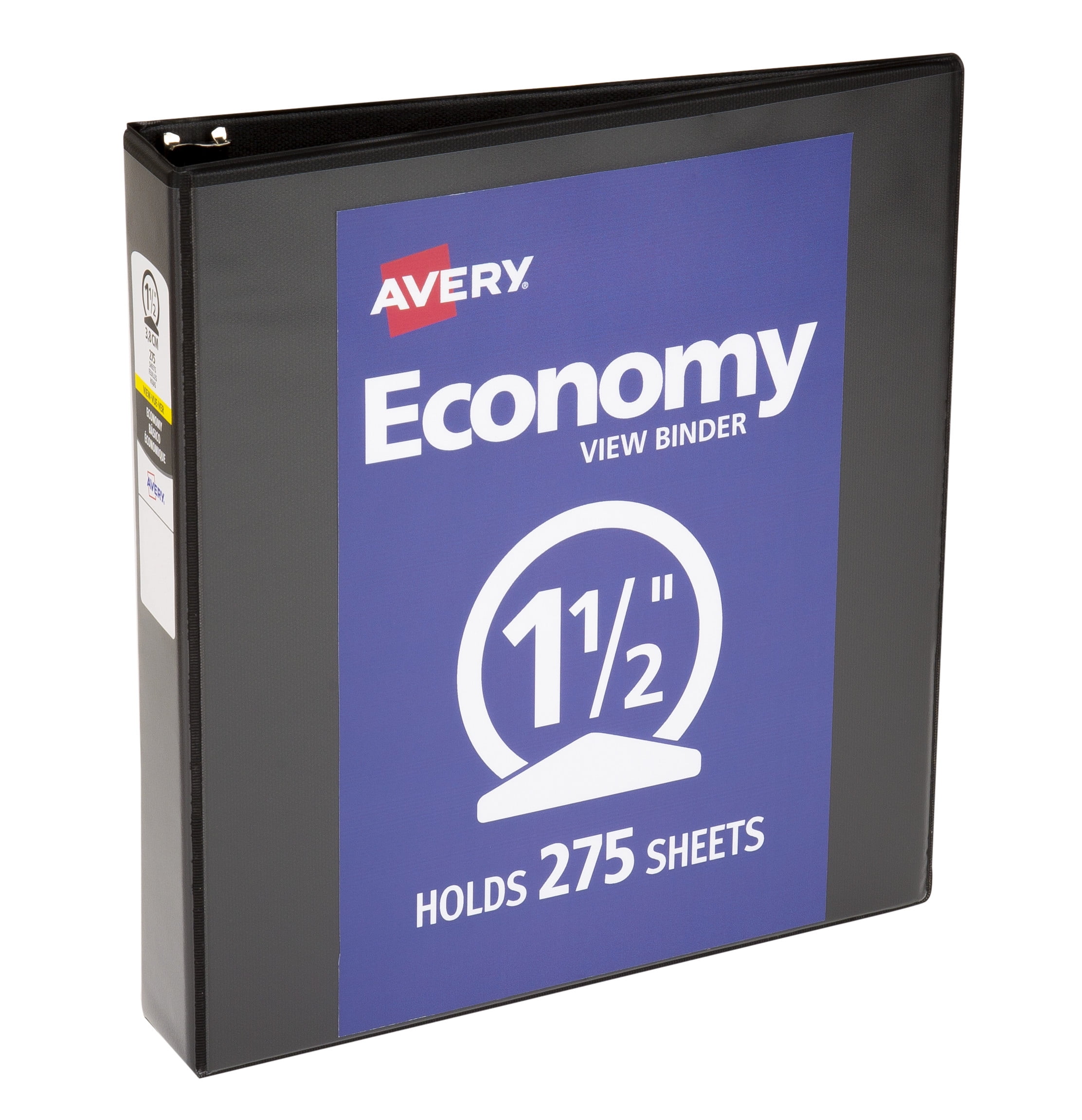 Avery Standard View Binder, 1.5" Round Rings, Black Binder (05725) - 12 Pack