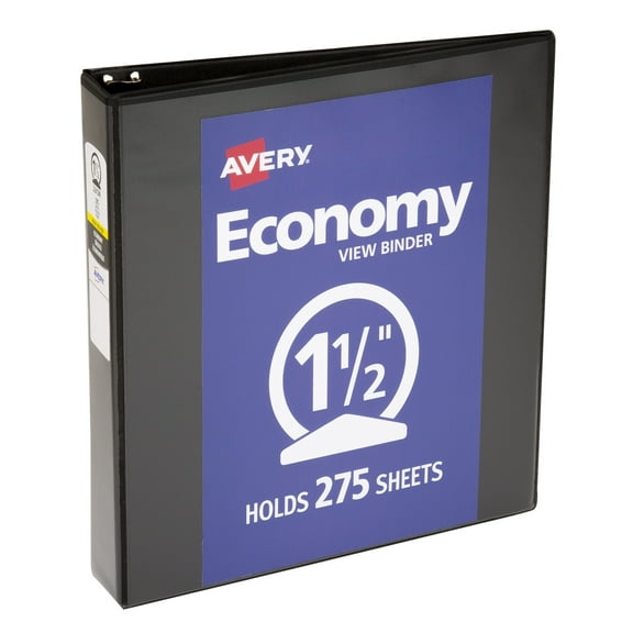 Avery Standard View Binder, 1.5" Round Rings, Black Binder (05725) - 12 Pack