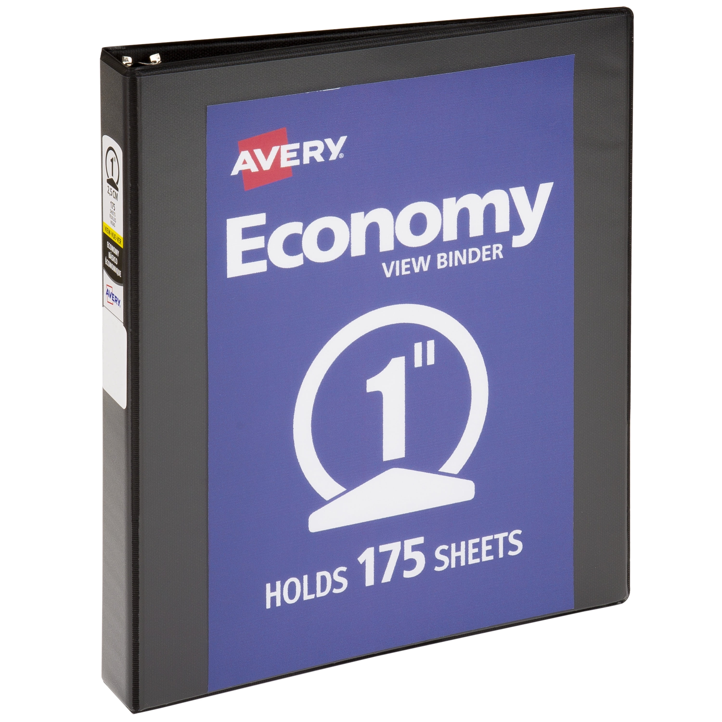 Avery Economy View 3 Ring Binder, 1" Round Rings, 1 Black Binder