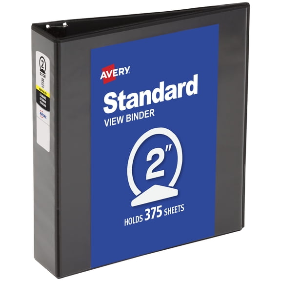 Avery Standard View Binder, 2" Round Rings, Black Binder (05781)
