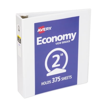 Avery Standard View Binder, 2" Round Rings, White Binder (05780)
