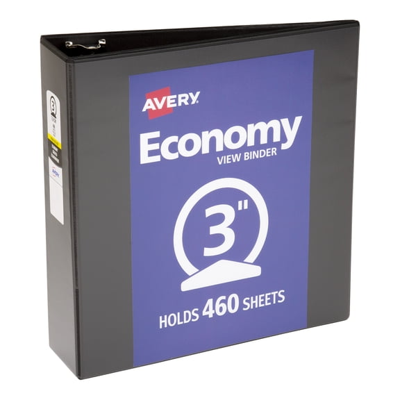 Avery Standard View Binder, 3" Round Rings, Black Binder (05740)