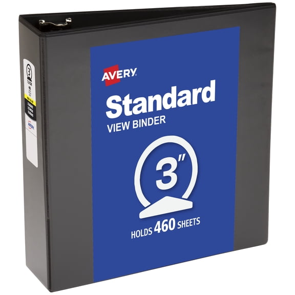 Avery Standard View Binder, 3" Round Rings, Black Binder (05740)