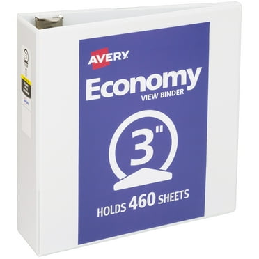 Avery Economy View 3 Ring Binder, 3" Round Rings, 1 White Binder