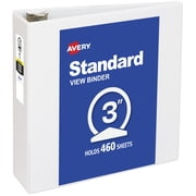 Avery Standard View Binder, 3" Round Rings, White Binder (05741)