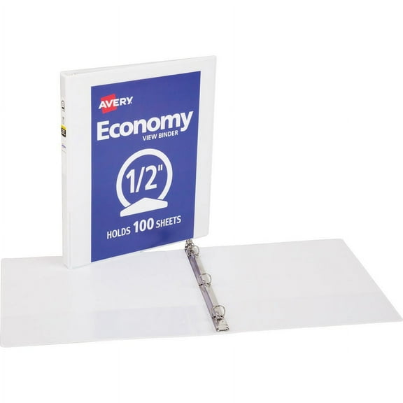 Avery® Economy View Binder - 1/2" Binder Capacity - Letter - 8 1/2" x 11" Sheet Size - 100 Sheet Capacity - Round Ring Fastener(s) - 2 Internal Po | Bundle of 2 Bundles