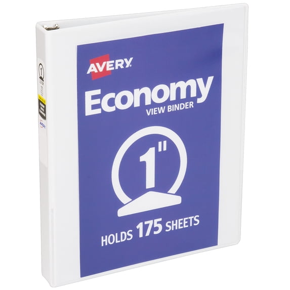 Avery Standard View Binder, 1" Round Rings, White Binder (05760)