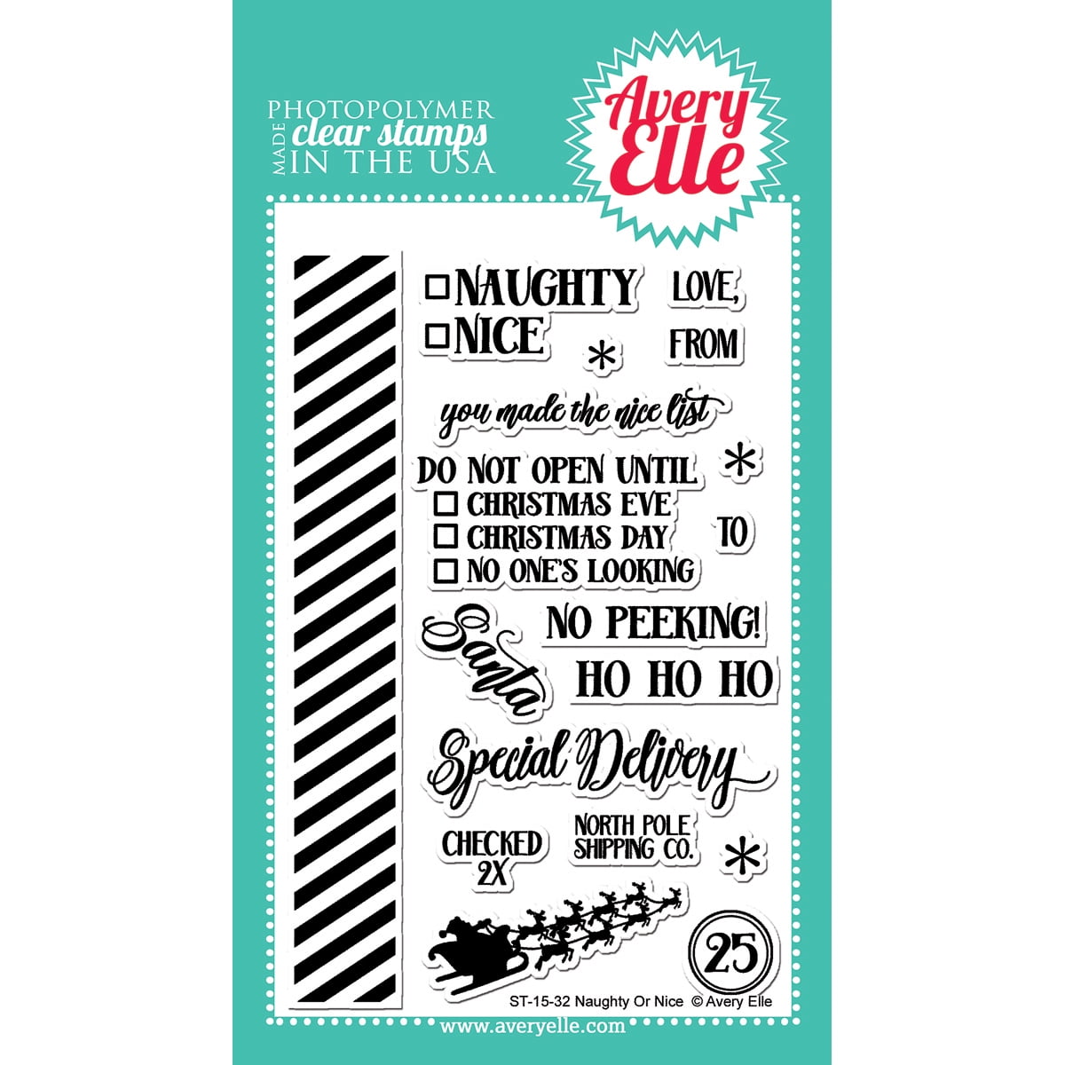 Avery Elle Clear Stamp Set 4"X6"-Naughty Or Nice, Pk 1, Avery Elle