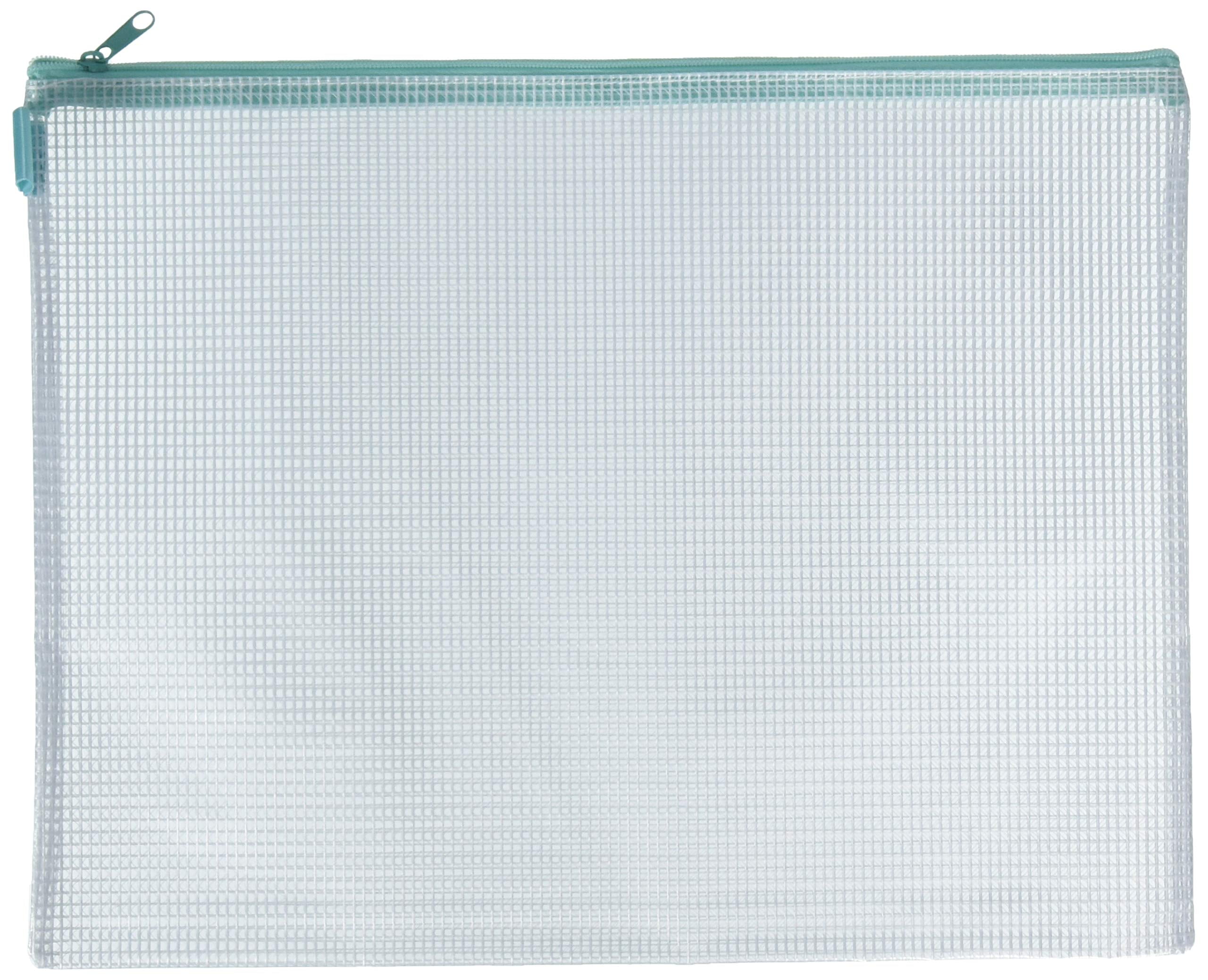 Avery Elle Zippered Vinyl Mesh Pouch-Aqua-Large -Z1902 - Walmart.com