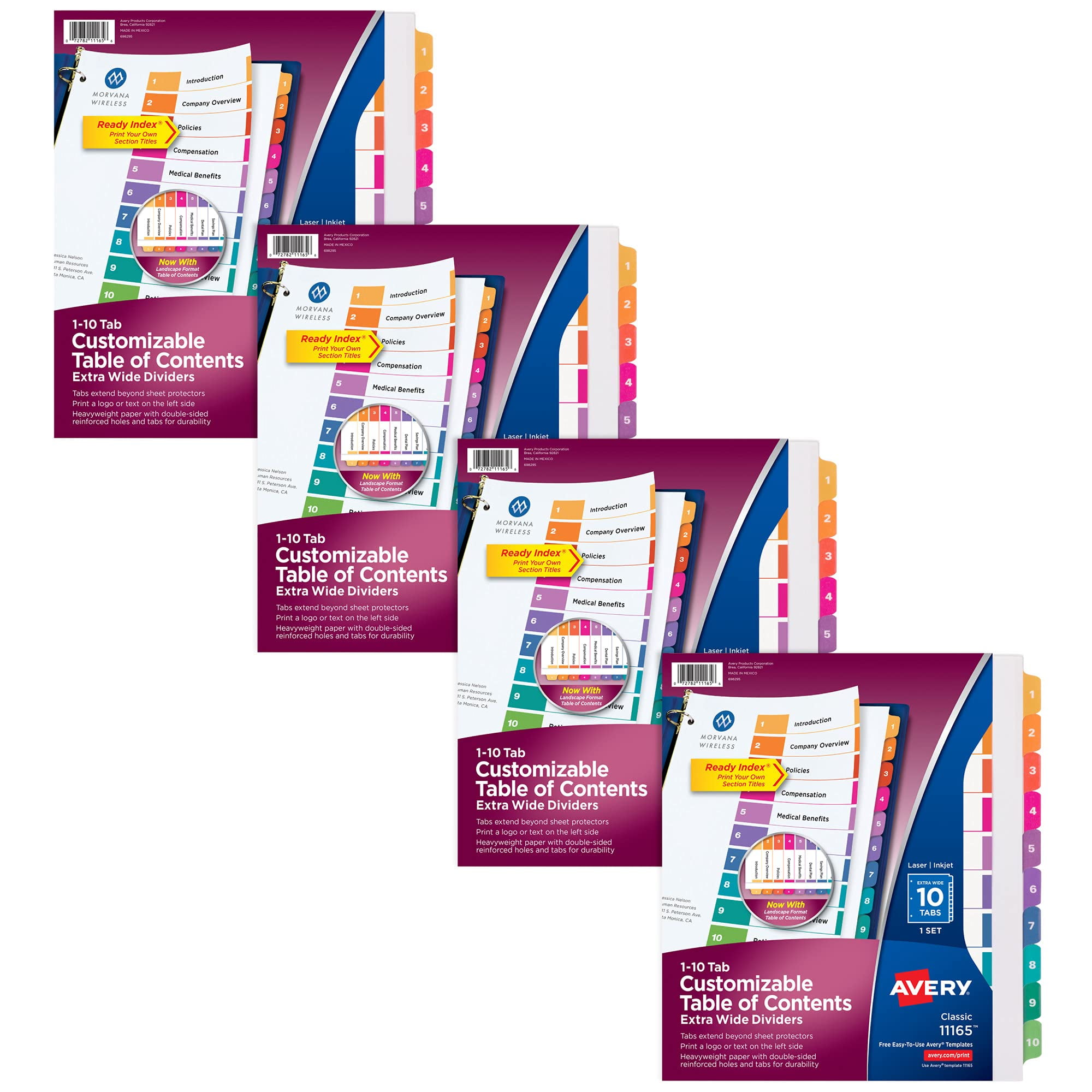 Avery ExtraWide Ready Index Dividers for 3 Ring Binders, 10 Tab Sets