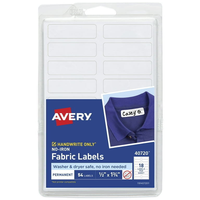 Avery No-Iron Fabric Labels - 40720