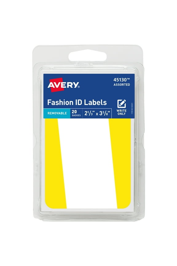 Fashion ID Labels, 2-1/3: x 3-3/8", Paper, Removable, Neon Colors, Handwrite, 20 Labels