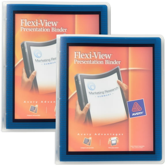 Avery Flexi-View 3 Ring Binder, 1/2 inch Round Rings, 2 Navy Blue Binders (01671)