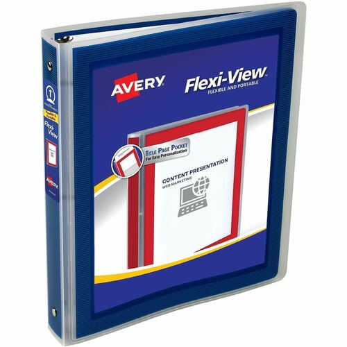 Avery® Flexi-View 3 Ring Binder, 1" Binder Capacity, Letter, 8 1/2" x 11" Sheet Size, 175 Sheet Capacity, 1 2/5" Spine Width, Fastener: Round Ring (17685) | 2-Pack (2 Total)