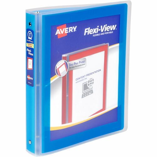 Avery® Flexi-View 3 Ring Binder, 1 Inch Round Rings, 1 Blue Binder, 1" Binder Capacity, Letter, 8 1/2" x 11" Sheet Size, 175 Sheet Capacity (17607) | 2-Pack (2 Total)