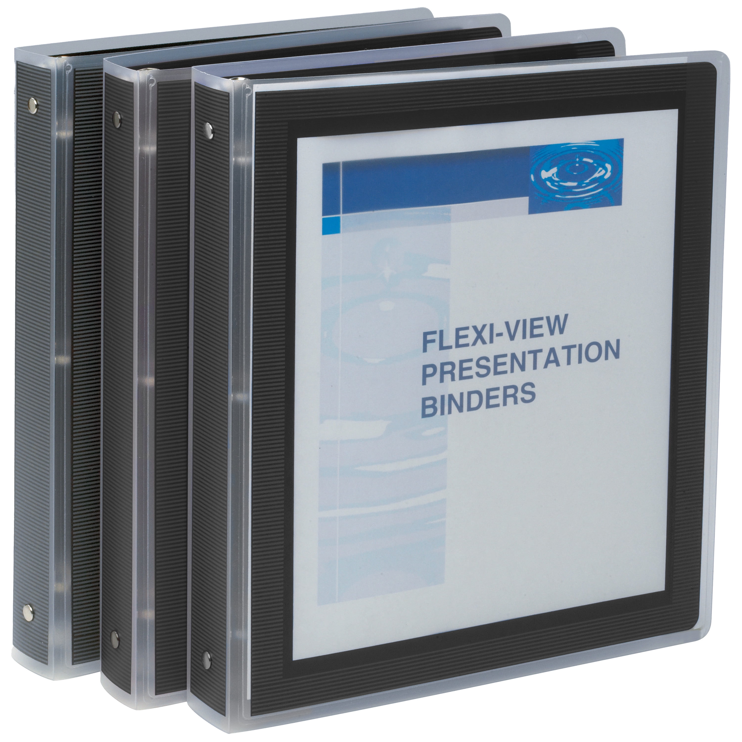Avery Flexi-View 3 Ring Binder, 1 inch Round Rings, 3 Black Binders (17686)
