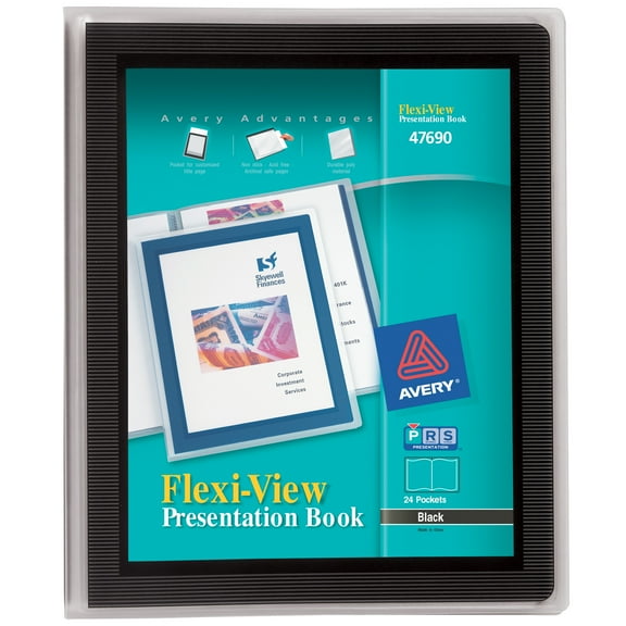 Avery Flexi-View Presentation Book, 24 Pages, 1 Black Book (47690)
