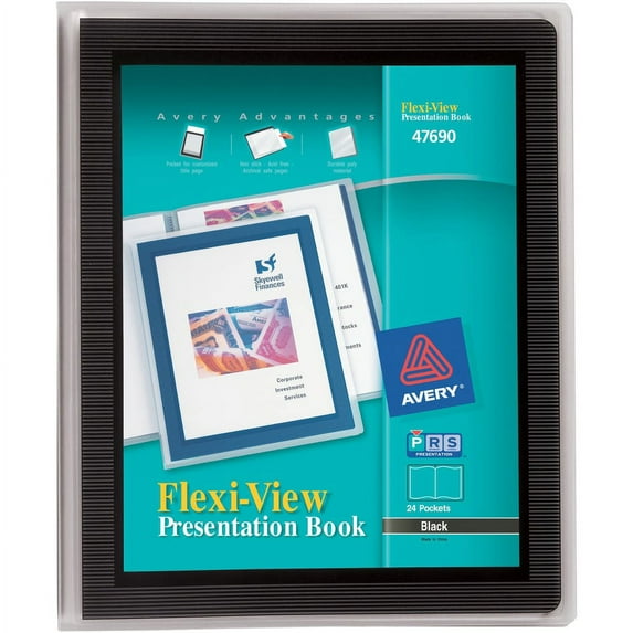 Avery; Flexi-View Presentation Book - Letter - 8 1/2" x 11" Sheet Size - 48 Sheet Capacity - Internal Pocket(s) - Polypropylene - Non-stick, Spill-free, Preprinted, Lightweight - 1 | Bundle of 5 Each