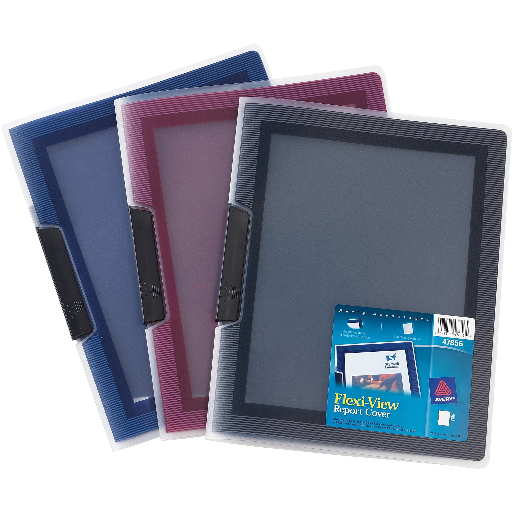 Avery® Flexi-view Letter Report Cover - 8 1/2" X 11" - 25 Sheet Capacity - Polypropylene, Plastic - Assorted - 24 / Box