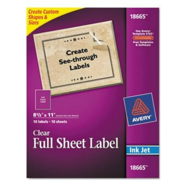 Avery Full Sheet Printable Shipping Labels 8 5 X 11 Matte Clear 10 Avery full sheet printable shipping labels 8 5 x 11 matte clear 10