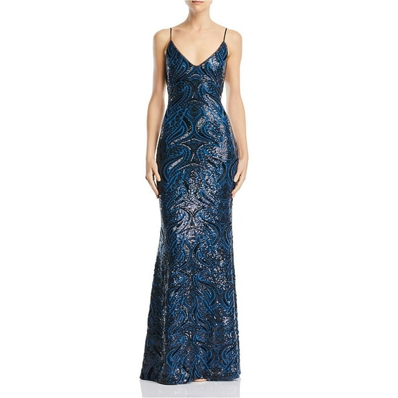 Avery G Womens Sequin Gown Dress, Blue, 6