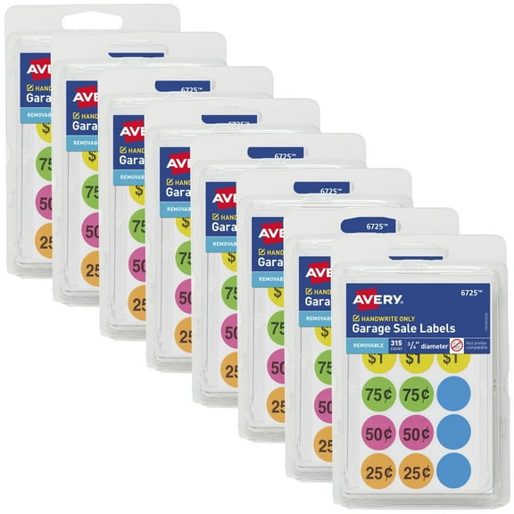 Avery Garage Sale Removable Labels, 3/4", 8 Packs (21930)