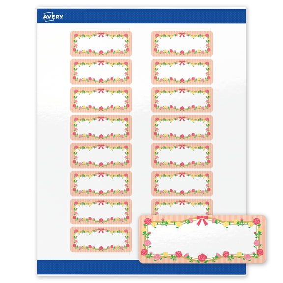 Avery Glossy 1" x 2-5/8" Labels, Gold Frame w/Roses, 320ct
