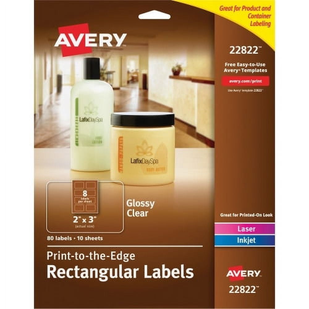 Avery Glossy Clear Labels -Sure Feed Technology Permanent Adhesive - 11 ...