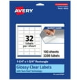 thumbnail image 1 of Avery Glossy Clear Rectangle Labels, 1.25" x 1.75", 3,200 Labels, 1 of 9