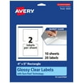 thumbnail image 1 of Avery Glossy Clear Rectangle Labels, 4" x 5", 20 Labels, 1 of 9