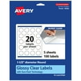 thumbnail image 1 of Avery Glossy Clear Round Labels, 1.5" Diameter, 100 Labels, 1 of 10