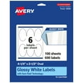 thumbnail image 1 of Avery Glossy White Oval Labels, 4.25" x 2.5", 600 Total, 1 of 9
