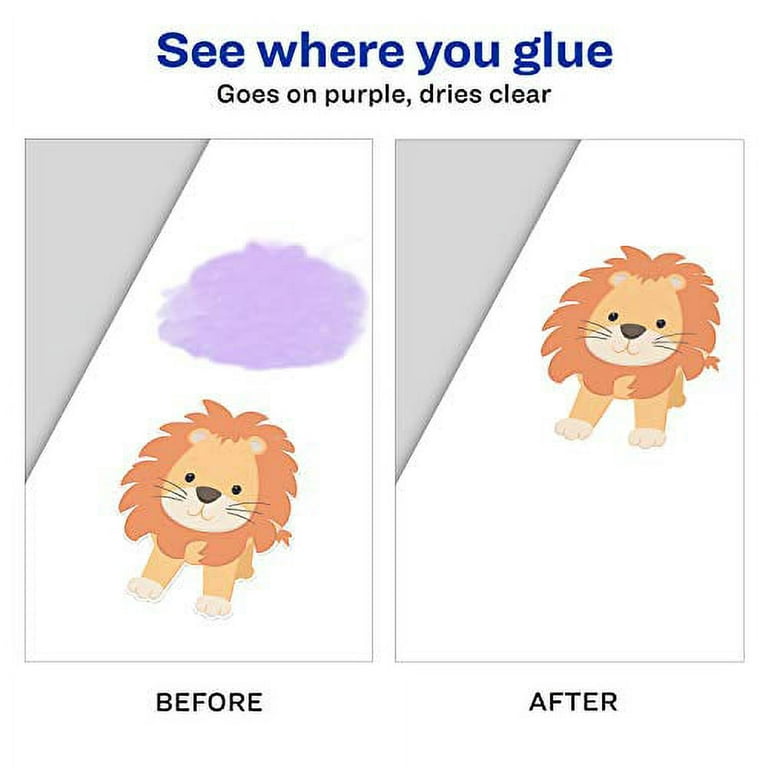 Avery Glue Stic Disappearing Purple Color, 0.26 oz., Washable, Nontoxic,  Permanent Adhesive, 18 Glue Sticks (98079) 