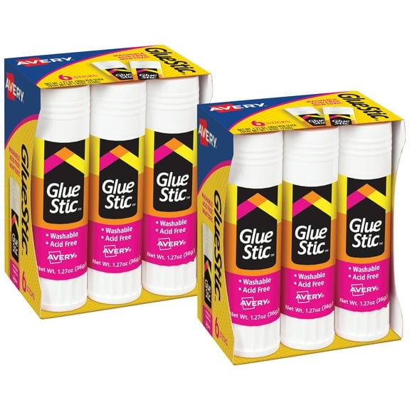 Avery Glue Stic, Glue Sticks, 1.27oz, 12 Total (10221)