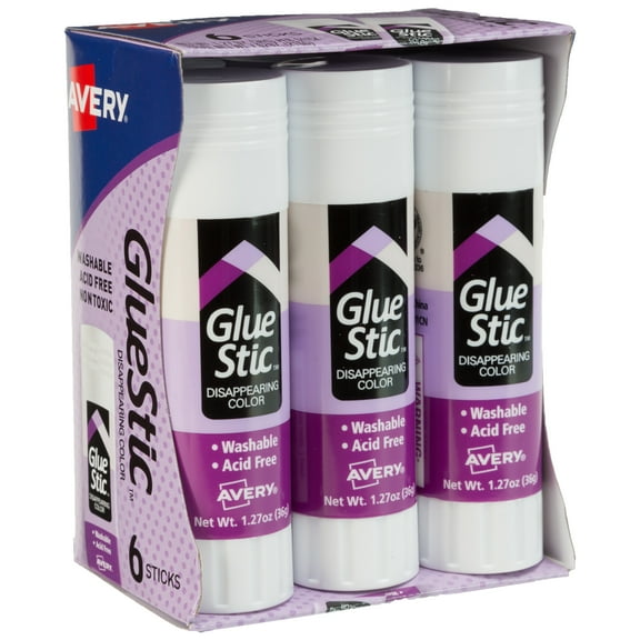 Avery Glue Stic, Purple Glue Sticks, 1.27oz, 6 Total (98071)