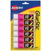 Avery Glue Stic, Washable, Nontoxic, Permanent Adhesive, 0.26 oz., 6 Sticks (98095)