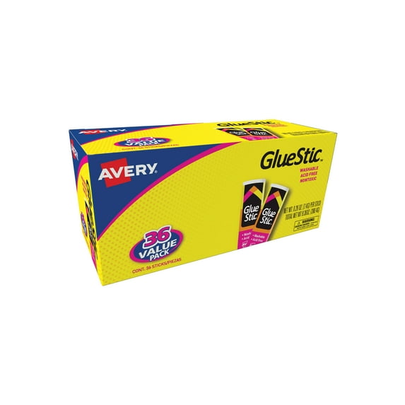 Avery Glue Stick, White, 0.26 oz., Washable, Nontoxic, 36 Permanent Glue Sticks (98023)