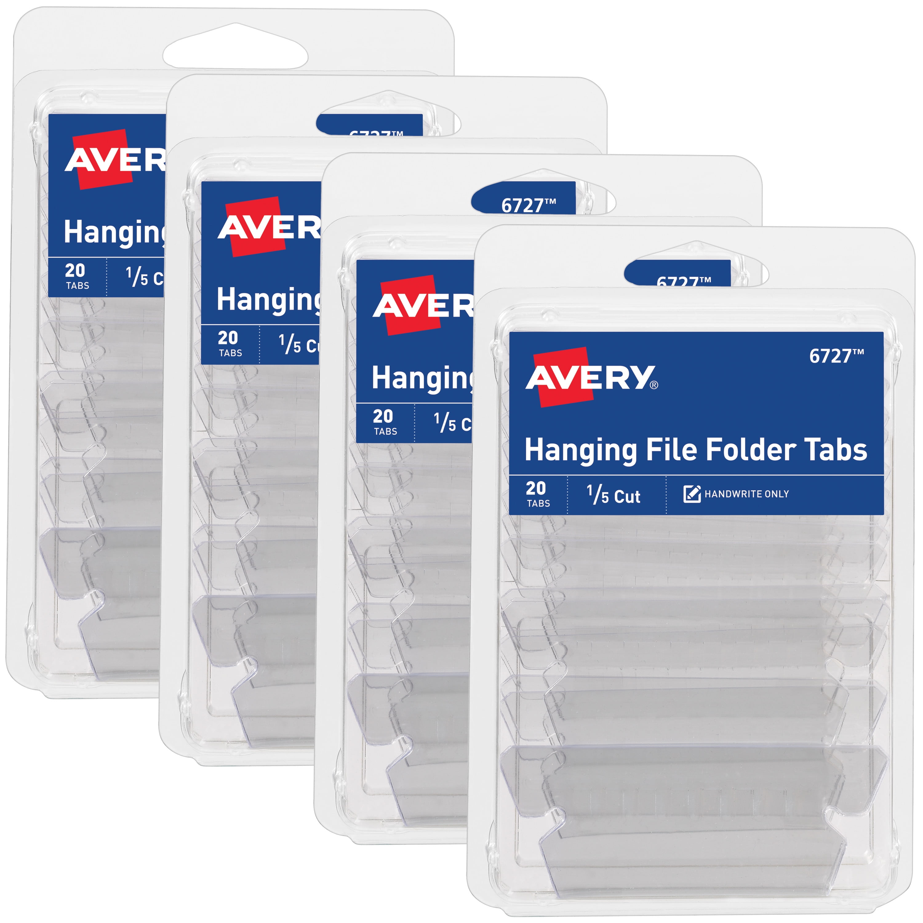 Avery Hanging File Folder Tabs and Inserts, 1/5 Cut, Clear, 4 Packs, 80