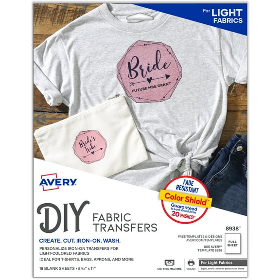 Avery Heat Transfer Paper for Light Fabrics, 18 Sheets (8938)