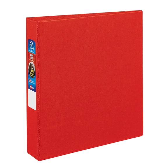 Avery Heavy-Duty Binder, 1-1/2" One-Touch Rings, 400-Sheet Capacity, DuraHinge, Red (79585)