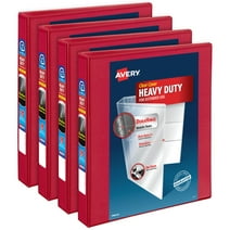 Avery Heavy-Duty Binder, 1" Rings, Red Binders (79136) (Pack of 4)