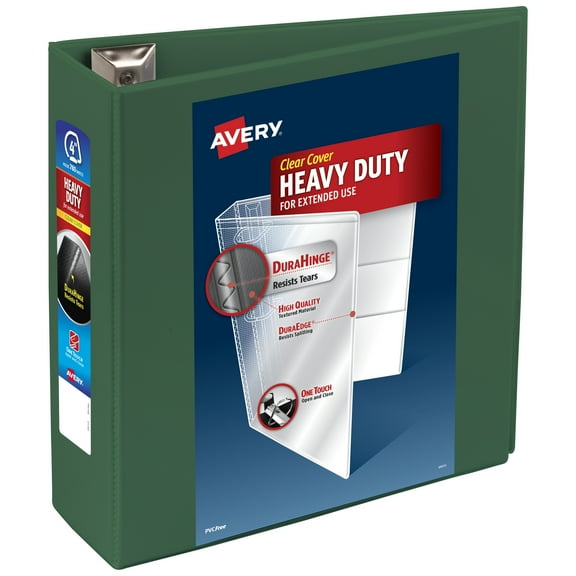 Avery Heavy-Duty Binder, 4" One Touch EZD Rings, Green (79110)