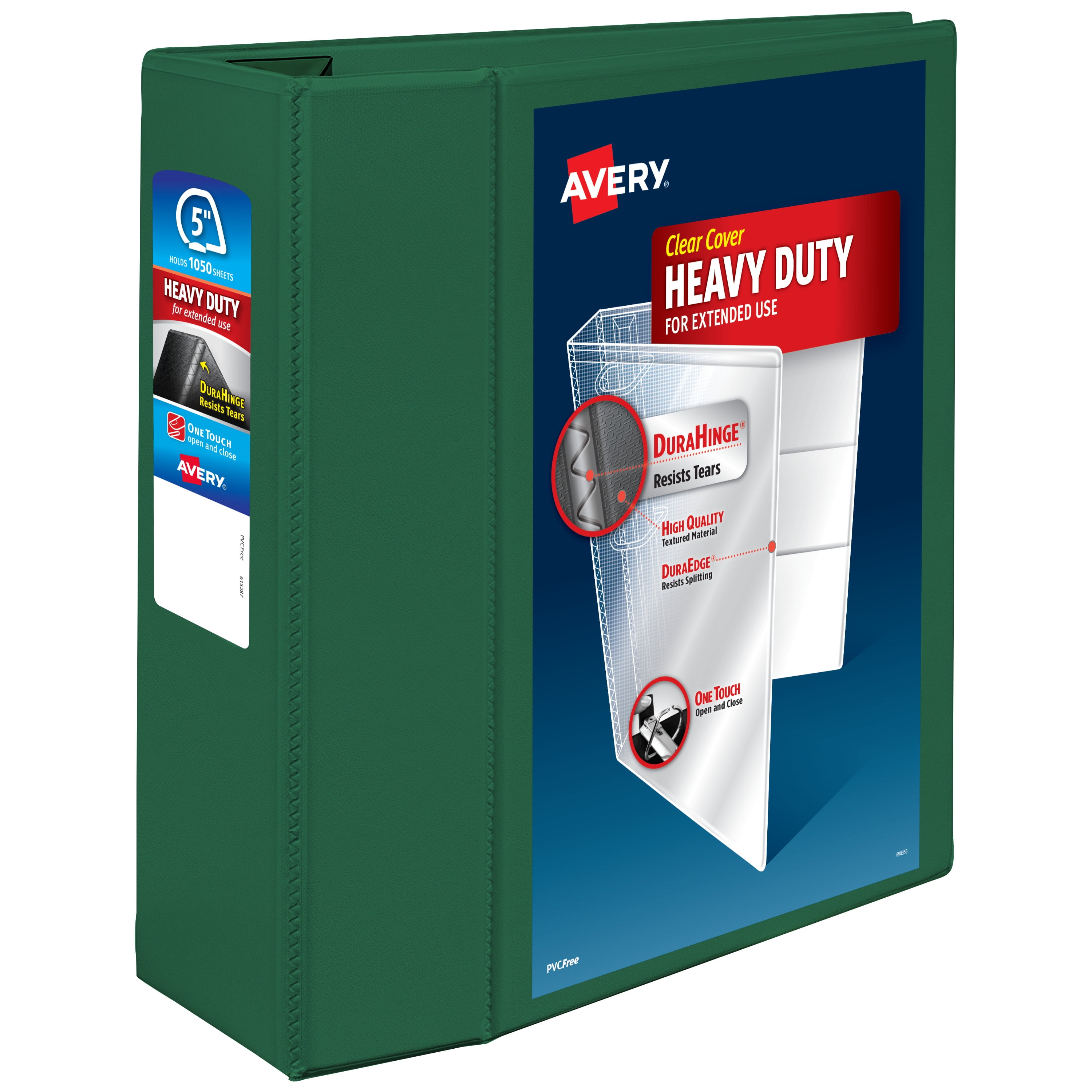Avery Heavy-Duty Binder, 5" One Touch EZD Rings, Green (79111)
