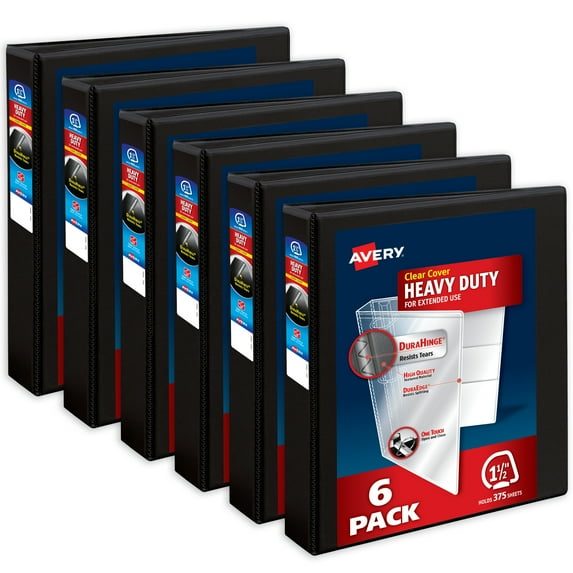 Avery Heavy-Duty Binders, 1.5" Slant Rings, Black (6-Pack of 79097)
