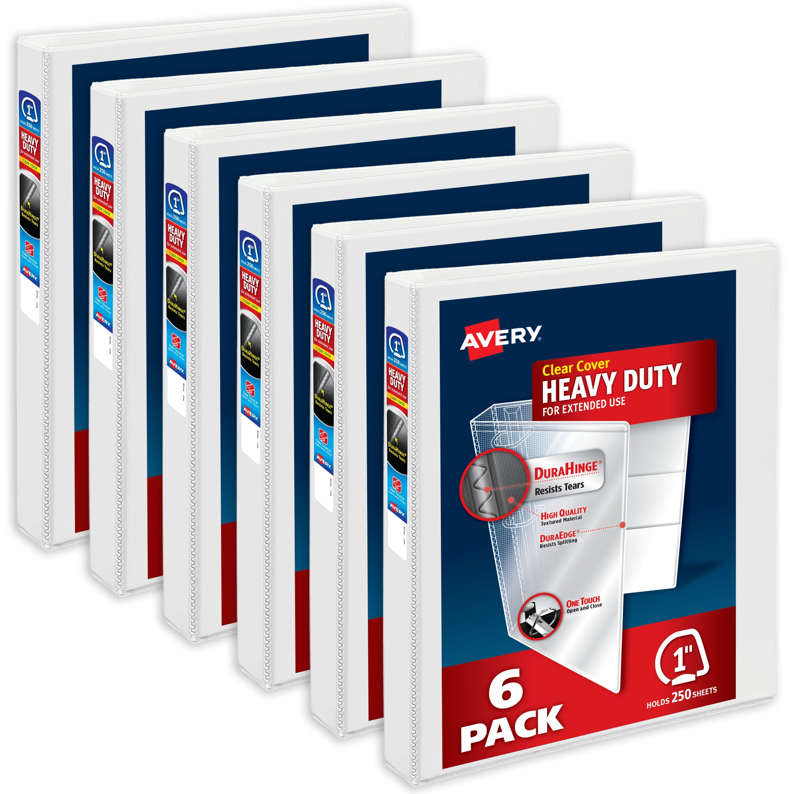 Avery Heavy-Duty Binders, 1" Slant Rings, White (6-Pack of 79799)