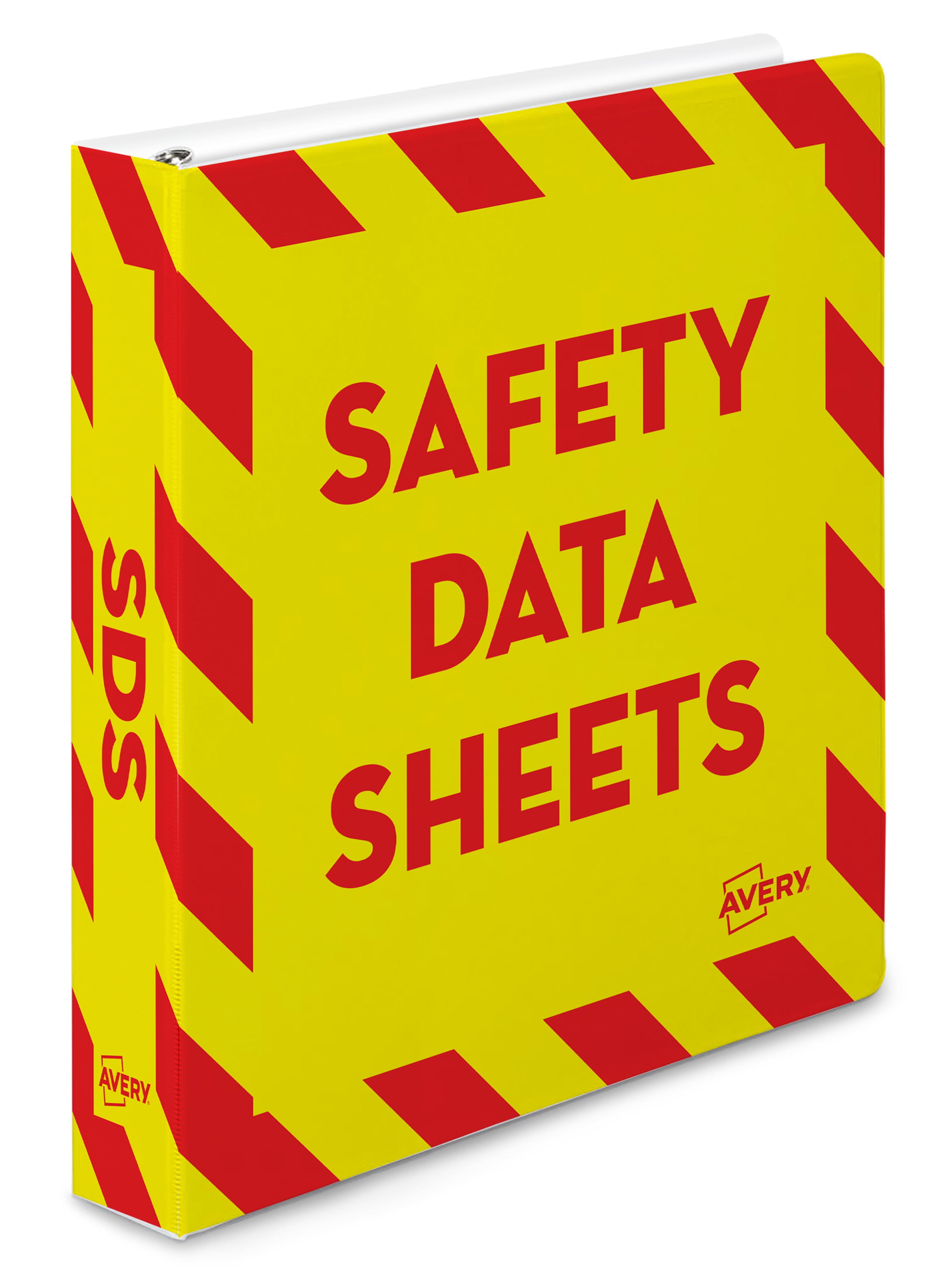 Avery Heavy-Duty Industrial SDS Binder, 1-1/2" One-Touch Rings, 400-Sheet Capacity, Yellow/Red Border (18950)